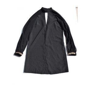 Miss Selfridge black dress with sheer sleeves